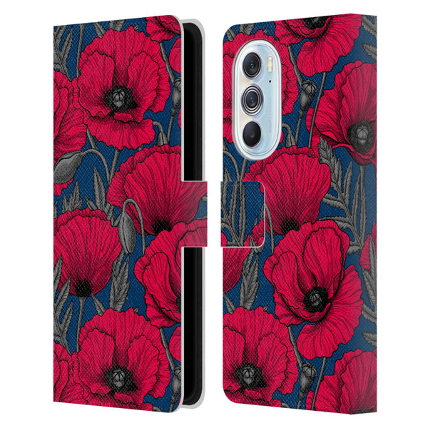 Katerina Kirilova Floral Patterns Night Poppy Garden Leather Book Wallet Case Cover For Motorola Edge X30