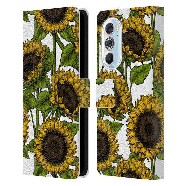 Katerina Kirilova Floral Patterns Sunflowers Leather Book Wallet Case Cover For Motorola Edge X30