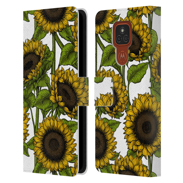 Katerina Kirilova Floral Patterns Sunflowers Leather Book Wallet Case Cover For Motorola Moto E7 Plus