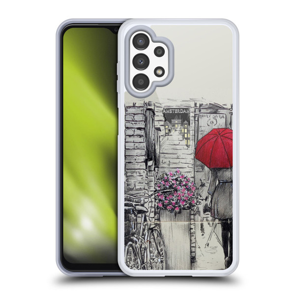 LouiJoverArt Red Ink Amsterdam Walk Soft Gel Case for Samsung Galaxy A13 (2022)