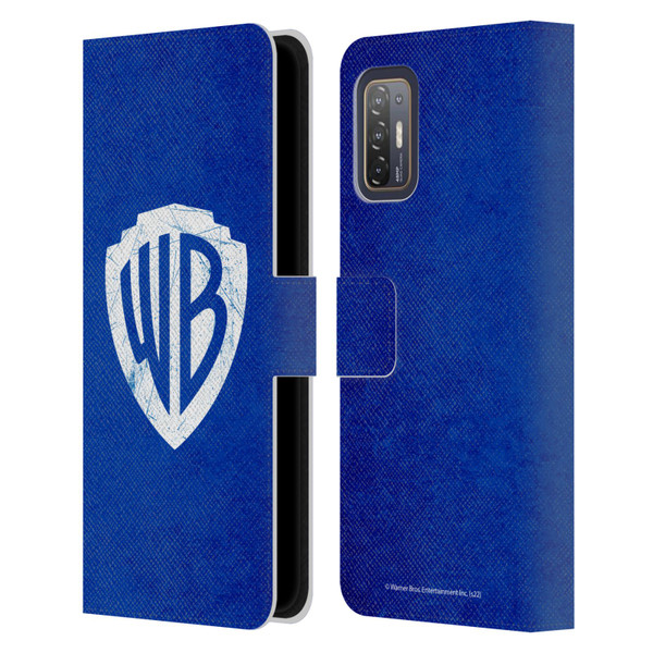 Warner Bros. Shield Logo Distressed Leather Book Wallet Case Cover For HTC Desire 21 Pro 5G