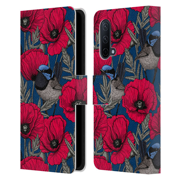 Katerina Kirilova Floral Patterns Fairy Wrens & Poppies Leather Book Wallet Case Cover For OnePlus Nord CE 5G