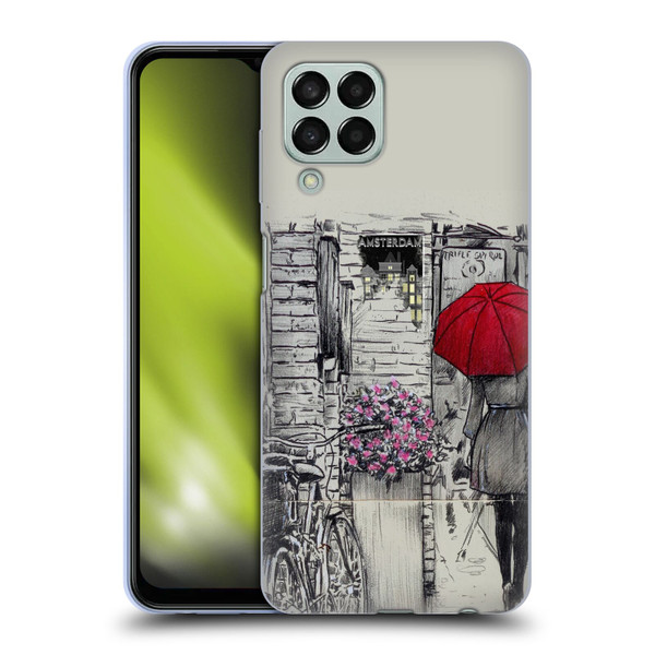 LouiJoverArt Red Ink Amsterdam Walk Soft Gel Case for Samsung Galaxy M33 (2022)
