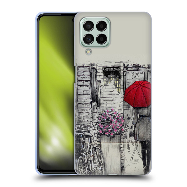 LouiJoverArt Red Ink Amsterdam Walk Soft Gel Case for Samsung Galaxy M53 (2022)