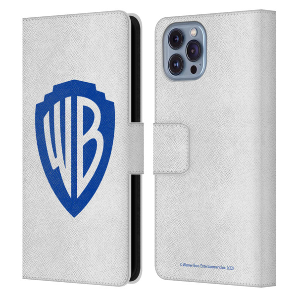 Warner Bros. Shield Logo White Leather Book Wallet Case Cover For Apple iPhone 14
