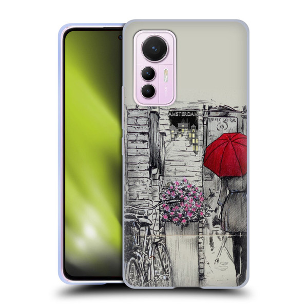 LouiJoverArt Red Ink Amsterdam Walk Soft Gel Case for Xiaomi 12 Lite