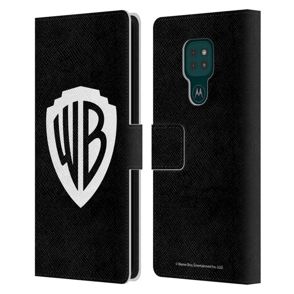 Warner Bros. Shield Logo Black Leather Book Wallet Case Cover For Motorola Moto G9 Play