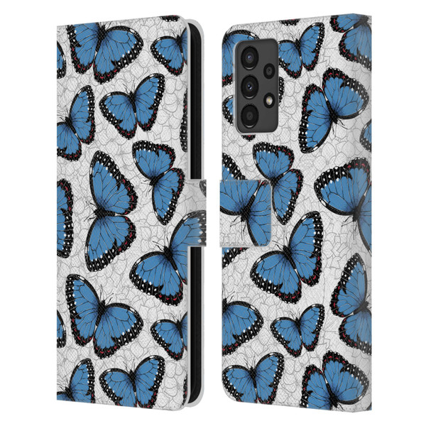 Katerina Kirilova Floral Patterns Blue Butterflies Leather Book Wallet Case Cover For Samsung Galaxy A13 (2022)