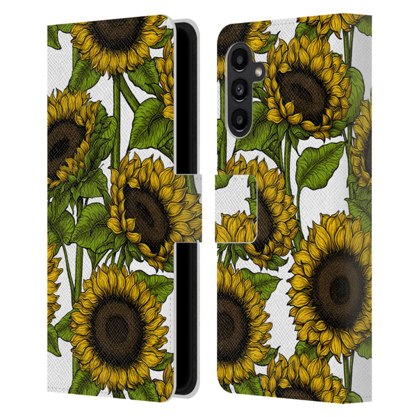 Katerina Kirilova Floral Patterns Sunflowers Leather Book Wallet Case Cover For Samsung Galaxy A13 5G (2021)