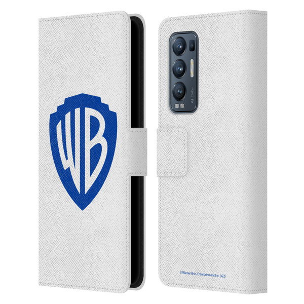 Warner Bros. Shield Logo White Leather Book Wallet Case Cover For OPPO Find X3 Neo / Reno5 Pro+ 5G