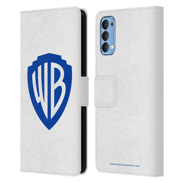 Warner Bros. Shield Logo White Leather Book Wallet Case Cover For OPPO Reno 4 5G
