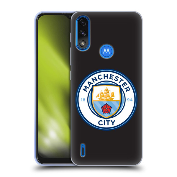 Manchester City Man City FC Badge Black Full Colour Soft Gel Case for Motorola Moto E7 Power / Moto E7i Power