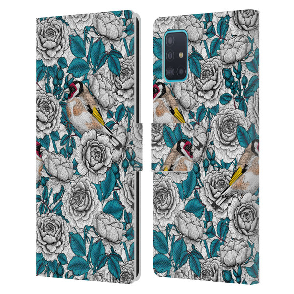 Katerina Kirilova Floral Patterns White Rose & Birds Leather Book Wallet Case Cover For Samsung Galaxy A51 (2019)