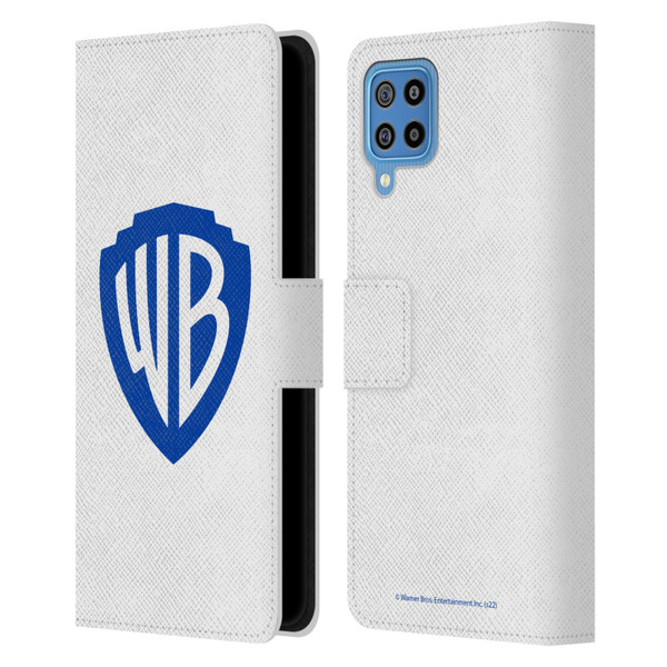 Warner Bros. Shield Logo White Leather Book Wallet Case Cover For Samsung Galaxy F22 (2021)