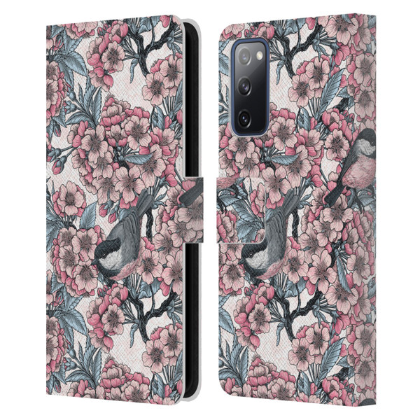 Katerina Kirilova Floral Patterns Cherry Garden Birds Leather Book Wallet Case Cover For Samsung Galaxy S20 FE / 5G
