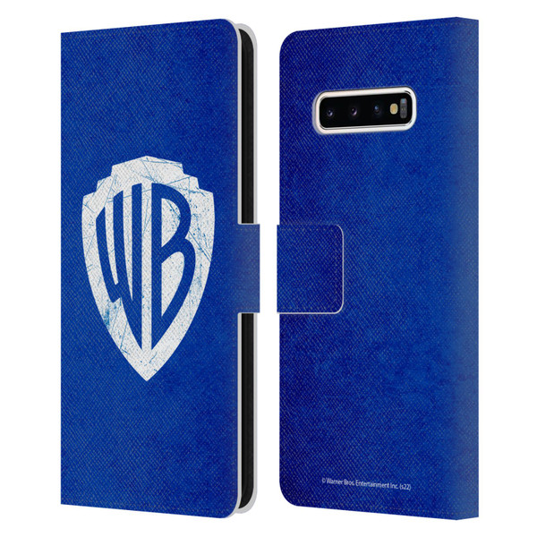 Warner Bros. Shield Logo Distressed Leather Book Wallet Case Cover For Samsung Galaxy S10+ / S10 Plus