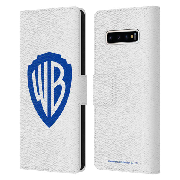 Warner Bros. Shield Logo White Leather Book Wallet Case Cover For Samsung Galaxy S10+ / S10 Plus