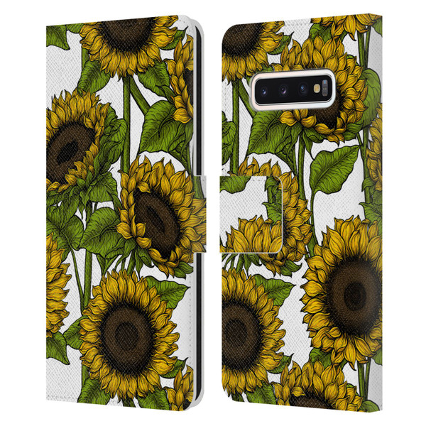 Katerina Kirilova Floral Patterns Sunflowers Leather Book Wallet Case Cover For Samsung Galaxy S10