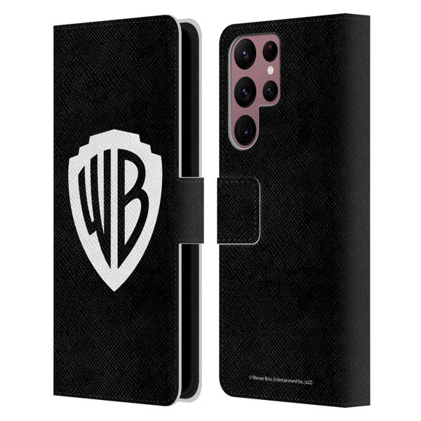 Warner Bros. Shield Logo Black Leather Book Wallet Case Cover For Samsung Galaxy S22 Ultra 5G