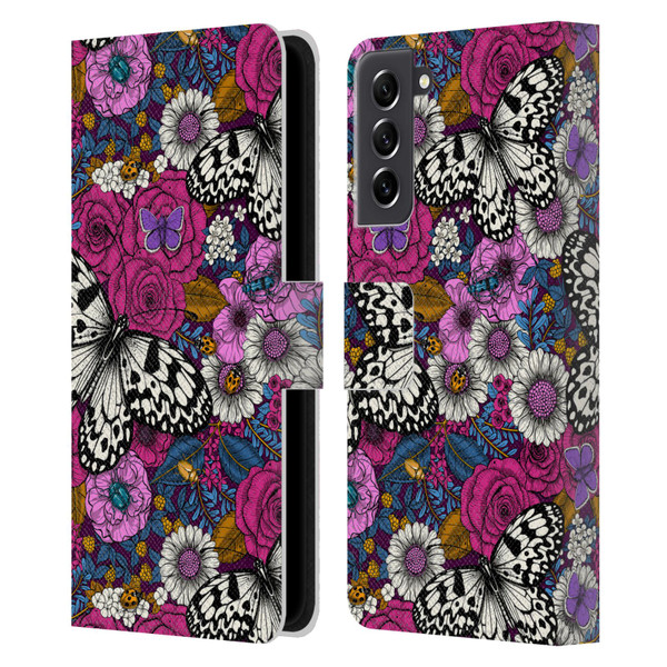 Katerina Kirilova Floral Patterns Colorful Garden Leather Book Wallet Case Cover For Samsung Galaxy S21 FE 5G