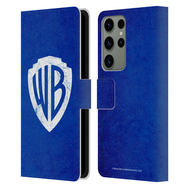 Warner Bros. Shield Logo Distressed Leather Book Wallet Case Cover For Samsung Galaxy S23 Ultra 5G
