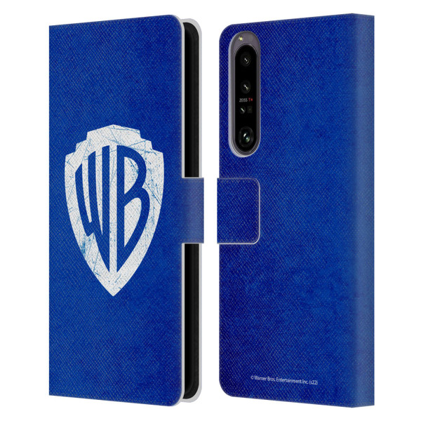 Warner Bros. Shield Logo Distressed Leather Book Wallet Case Cover For Sony Xperia 1 IV