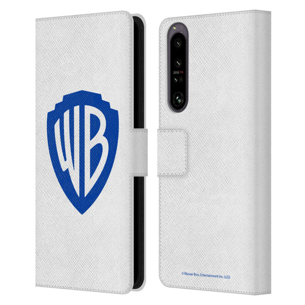 Warner Bros. Shield Logo White Leather Book Wallet Case Cover For Sony Xperia 1 IV