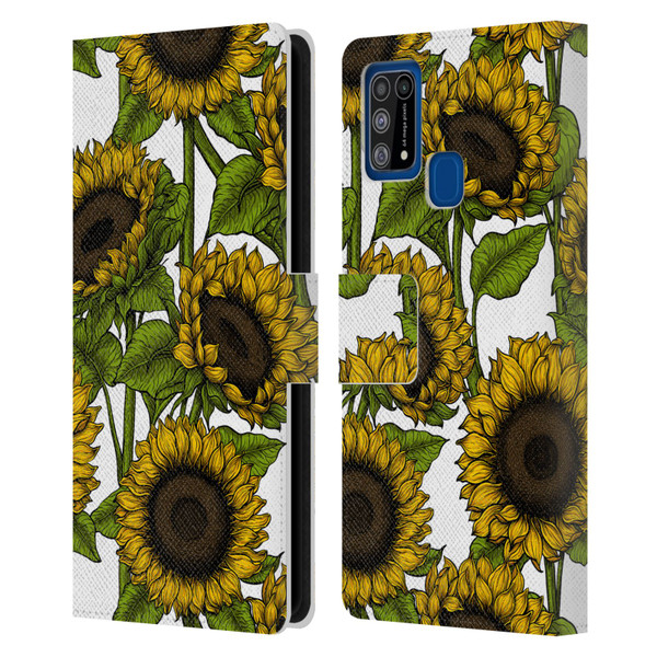 Katerina Kirilova Floral Patterns Sunflowers Leather Book Wallet Case Cover For Samsung Galaxy M31 (2020)