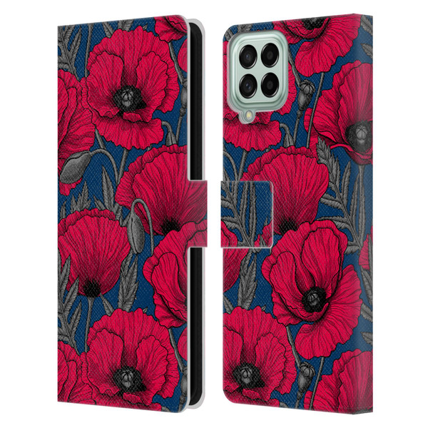 Katerina Kirilova Floral Patterns Night Poppy Garden Leather Book Wallet Case Cover For Samsung Galaxy M53 (2022)
