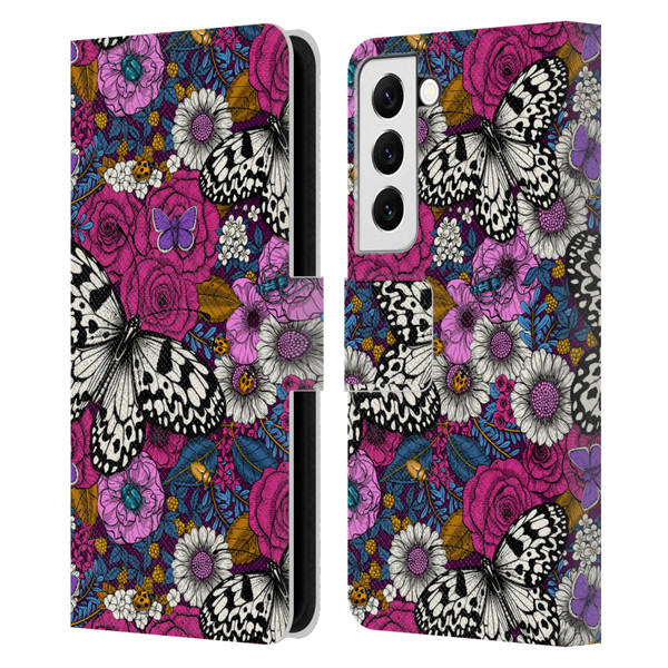 Katerina Kirilova Floral Patterns Colorful Garden Leather Book Wallet Case Cover For Samsung Galaxy S22 5G