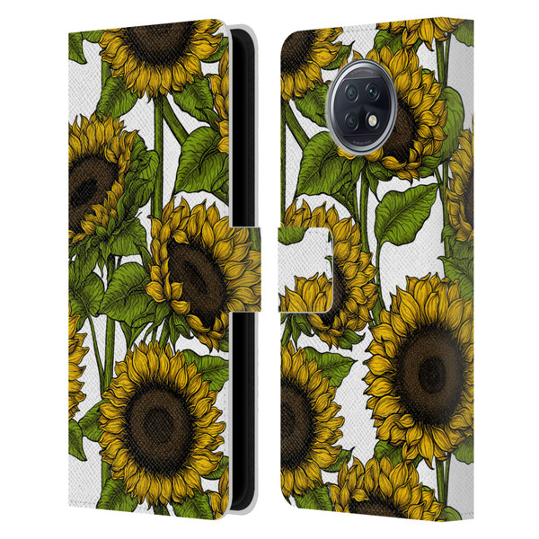 Katerina Kirilova Floral Patterns Sunflowers Leather Book Wallet Case Cover For Xiaomi Redmi Note 9T 5G