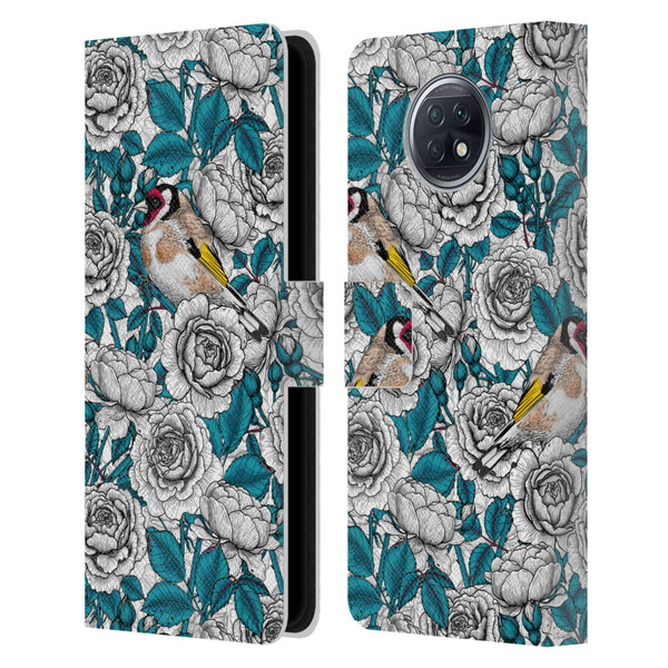 Katerina Kirilova Floral Patterns White Rose & Birds Leather Book Wallet Case Cover For Xiaomi Redmi Note 9T 5G