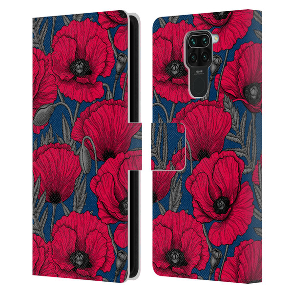 Katerina Kirilova Floral Patterns Night Poppy Garden Leather Book Wallet Case Cover For Xiaomi Redmi Note 9 / Redmi 10X 4G