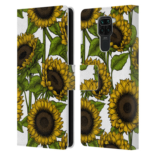 Katerina Kirilova Floral Patterns Sunflowers Leather Book Wallet Case Cover For Xiaomi Redmi Note 9 / Redmi 10X 4G