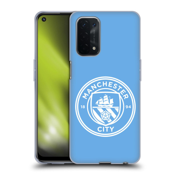 Manchester City Man City FC Badge Blue White Mono Soft Gel Case for OPPO A54 5G