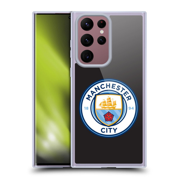 Manchester City Man City FC Badge Black Full Colour Soft Gel Case for Samsung Galaxy S22 Ultra 5G