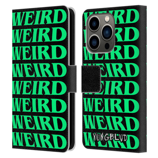 Yungblud Graphics Weird! Text Leather Book Wallet Case Cover For Apple iPhone 14 Pro
