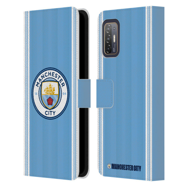 Manchester City Man City FC 2023/24 Badge Kit Home Leather Book Wallet Case Cover For HTC Desire 21 Pro 5G