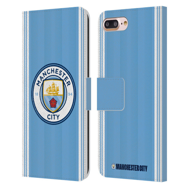 Manchester City Man City FC 2023/24 Badge Kit Home Leather Book Wallet Case Cover For Apple iPhone 7 Plus / iPhone 8 Plus