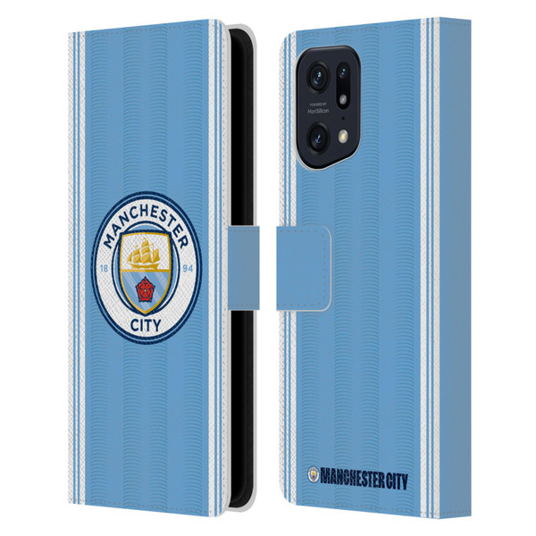 Manchester City Man City FC 2023/24 Badge Kit Home Leather Book Wallet Case Cover For OPPO Find X5