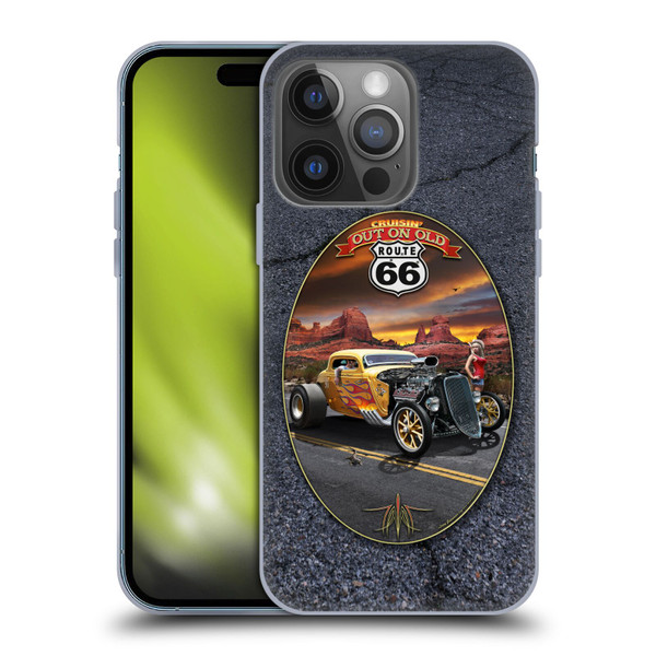 Larry Grossman Retro Collection Route 66 Hot Rod Coupe Soft Gel Case for Apple iPhone 14 Pro