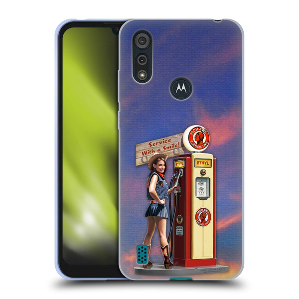 Larry Grossman Retro Collection Gasoline Girl Soft Gel Case for Motorola Moto E6s (2020)