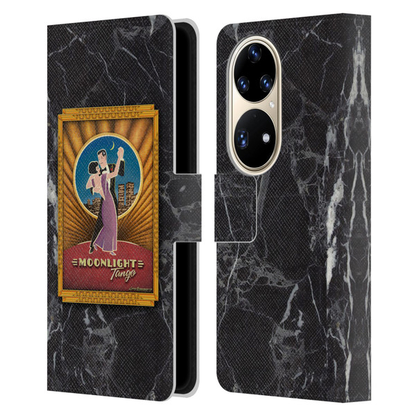 Larry Grossman Retro Collection Moonlight Tango Leather Book Wallet Case Cover For Huawei P50 Pro