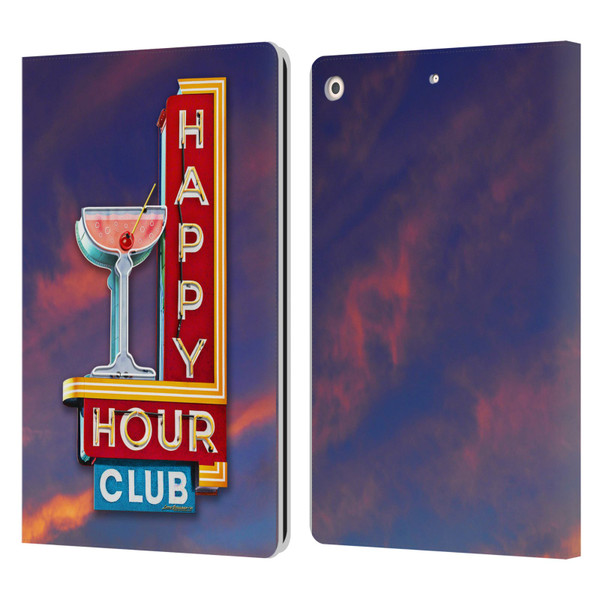 Larry Grossman Retro Collection Happy Hour Club Leather Book Wallet Case Cover For Apple iPad 10.2 2019/2020/2021