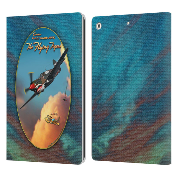 Larry Grossman Retro Collection P-40 Warhawk Flying Tiger Leather Book Wallet Case Cover For Apple iPad 10.2 2019/2020/2021