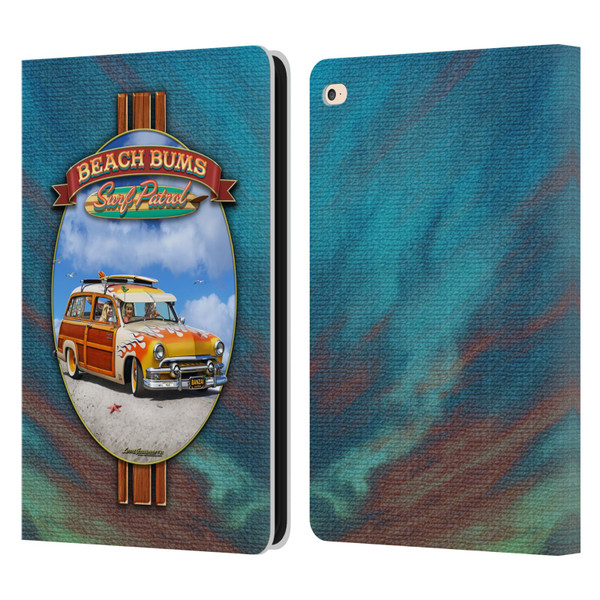 Larry Grossman Retro Collection Beach Bums Surf Patrol Leather Book Wallet Case Cover For Apple iPad Air 2 (2014)