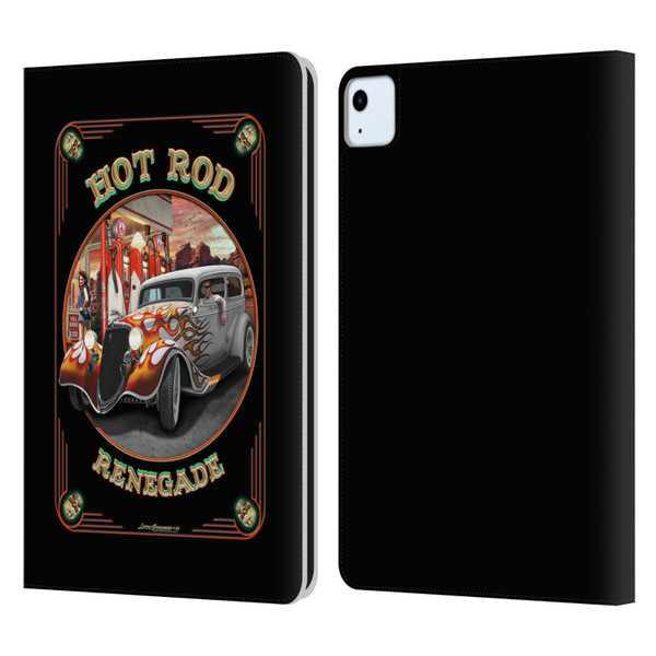 Larry Grossman Retro Collection Hot Rod Renegade Leather Book Wallet Case Cover For Apple iPad Air 11 2020/2022/2024