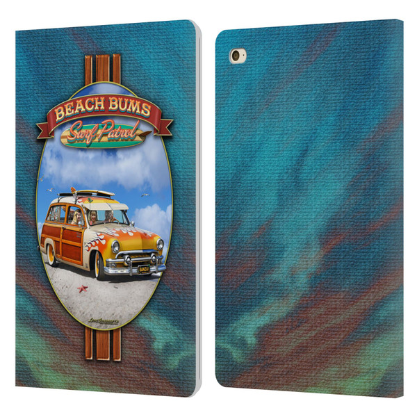 Larry Grossman Retro Collection Beach Bums Surf Patrol Leather Book Wallet Case Cover For Apple iPad mini 4