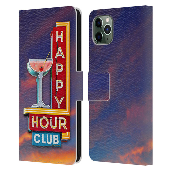 Larry Grossman Retro Collection Happy Hour Club Leather Book Wallet Case Cover For Apple iPhone 11 Pro Max