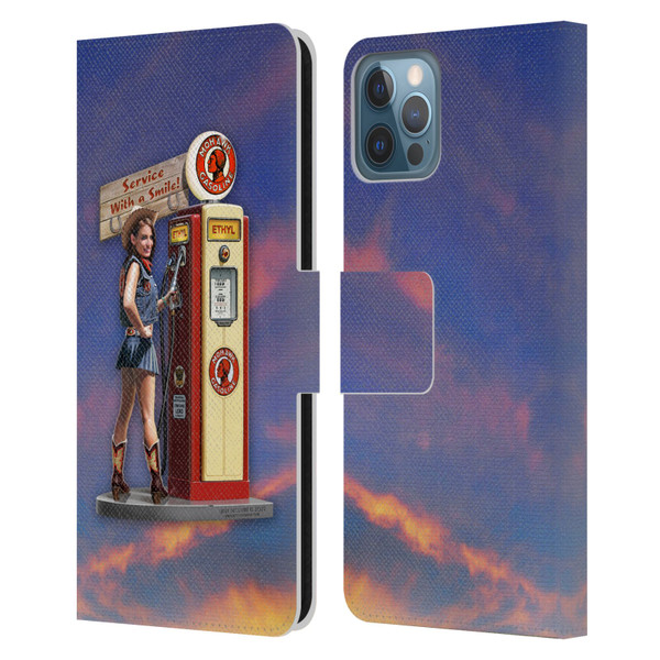 Larry Grossman Retro Collection Gasoline Girl Leather Book Wallet Case Cover For Apple iPhone 12 / iPhone 12 Pro